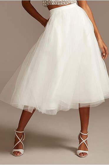 Tulle Wedding Separates Midi Skirt with Pockets